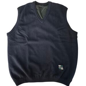 Windbreaker Men Sleeveless Fleece Golf Medium Navy Blue 100% Wool
